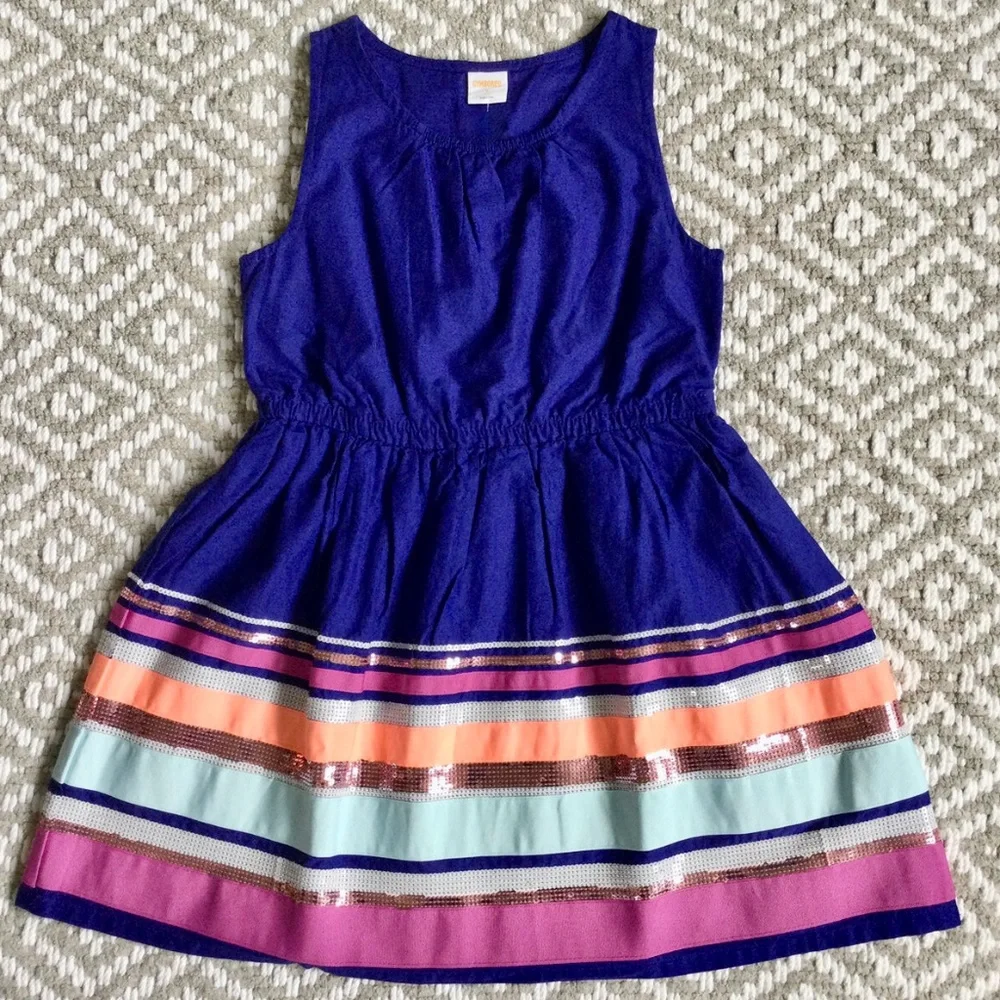 Gymboree royal blue sequin stripe dress